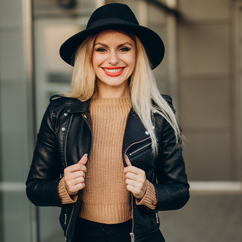 happy womens leather jacket