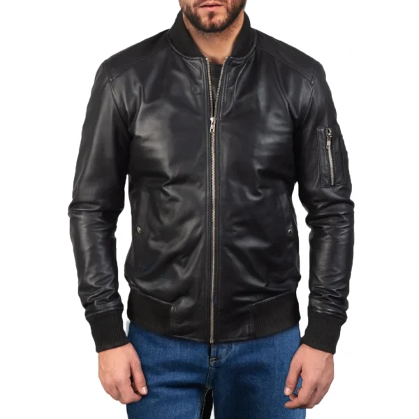 mens-sven-black-bomber-jacket