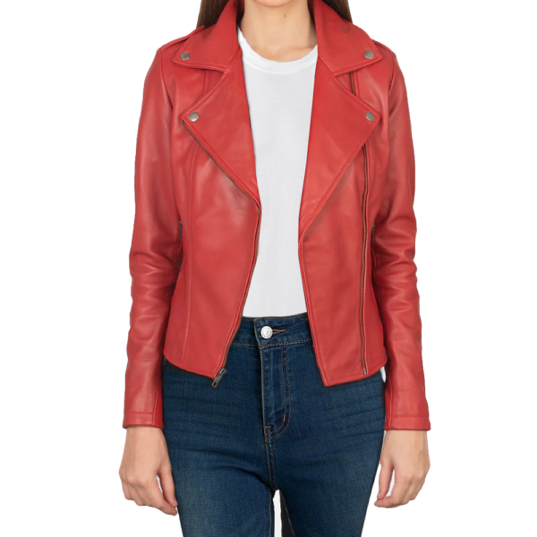 red leather biker jacket womens