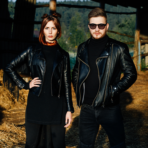 romaintic couple laether jacket