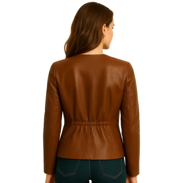 women-brown-smocked-belted-jacket