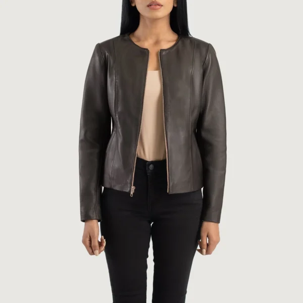 elixir-dark-brown-collarless-jacket