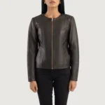 elixir-dark-brown-collarless-leather-jacket elixir-dark-brown-collarless-leather-jacket
