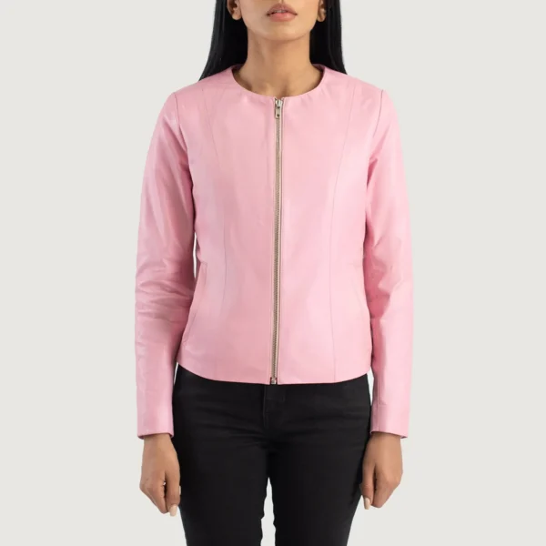 elixir-pink-collarless-leather-jacket