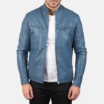 Blue Colour Leather Jacket