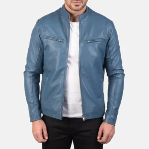 Blue Colour Leather Jacket