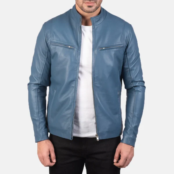 Blue Colour Leather Jacket